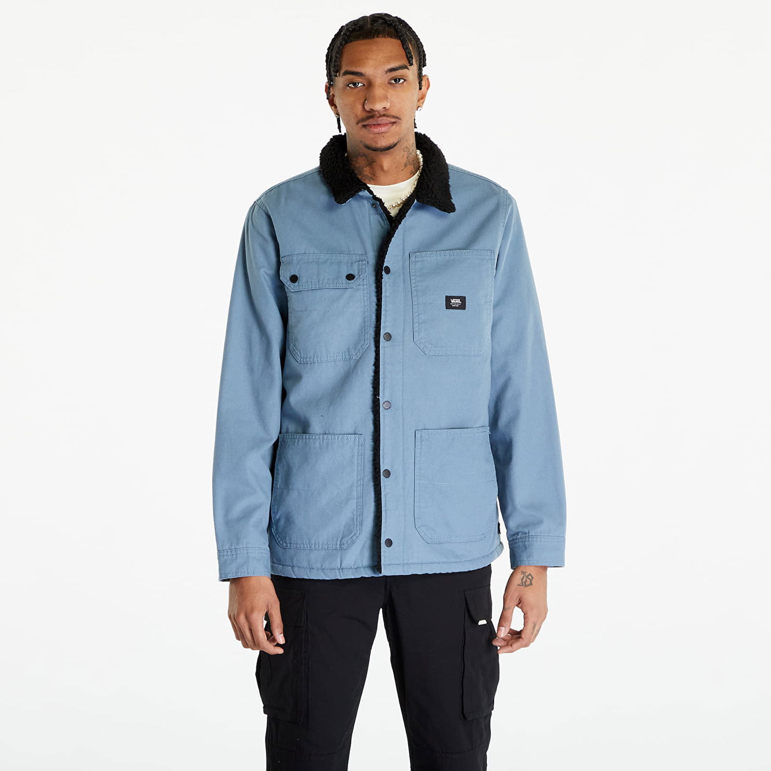 Kabáty Vans Drill Chore Coat Sherpa II Modrá | VN000FWFHKC1, 0