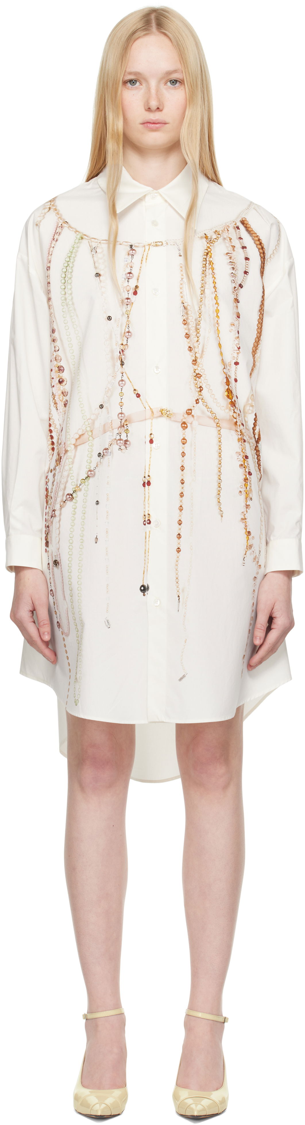 Šaty Maison Margiela MM6 Maison Margiela Pearl Print Shirt Dress Biela | S62CT0250 M35462, 0