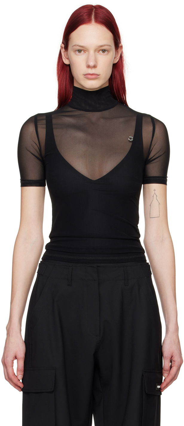 Tričko Coperni Coperni Semi-Sheer High Neck Top Čierna | COPJS20BIS557, 0