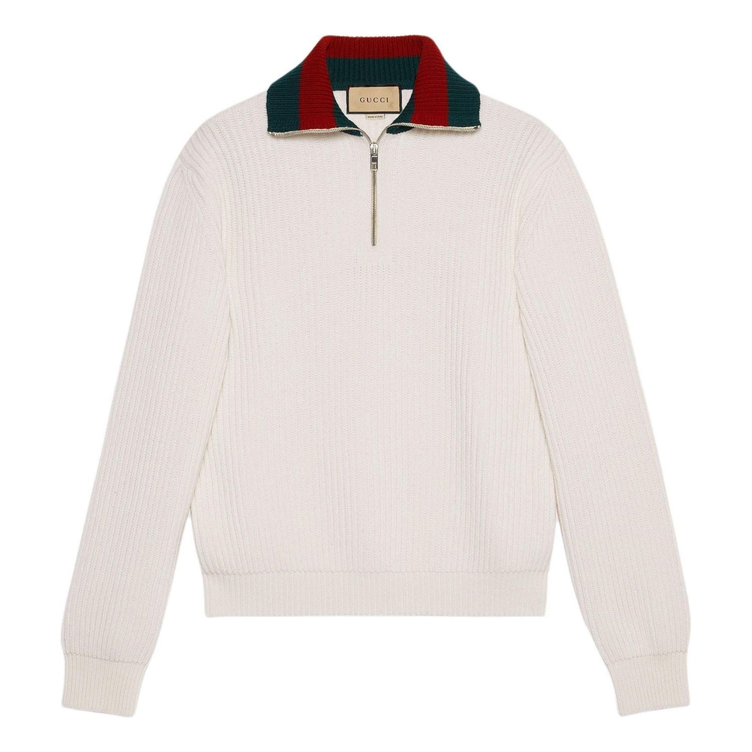 Sveter Gucci Gucci Knit Wool Half-Zip Sweater with Web Biela | 770440-XKDNE-9146, 0
