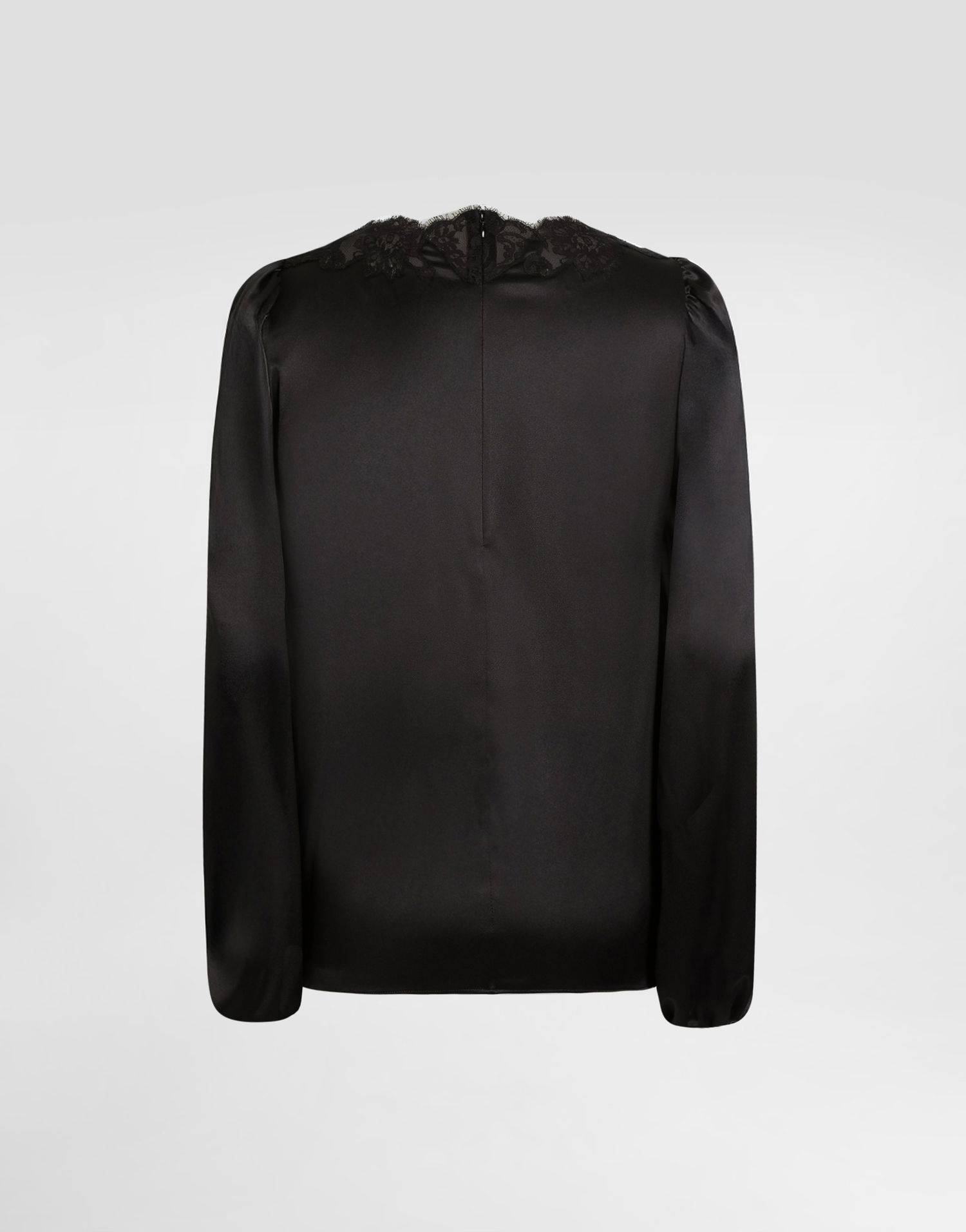 Košeľa Dolce & Gabbana Dolce & Gabbana Silk Stretch Satin Blouse with Scalloped Lace Yoke Čierna | F7BF3TFURAGN0000, 1