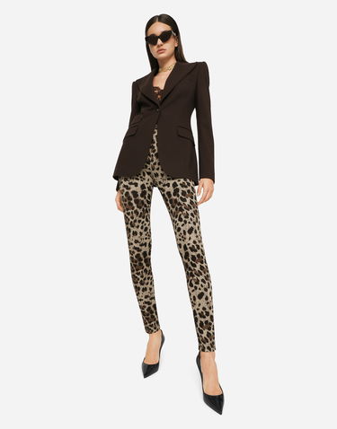 Legíny Dolce & Gabbana Jersey Leggings With Leopard Design Hnedá | FTCQKTFJGASS8350, 1