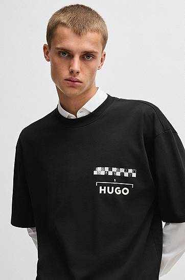 Tričko BOSS HUGO T-Shirt with Racing Prints Čierna | 50531758, 1