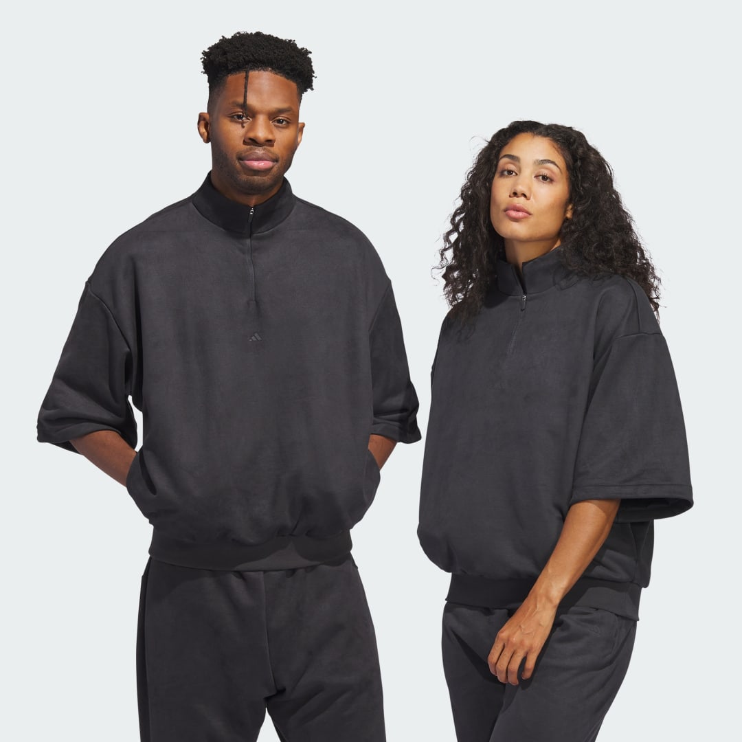 Sveter adidas Performance Basketball Sueded 3/4 Half-Zip Crewneck Čierna | IN7711, 0
