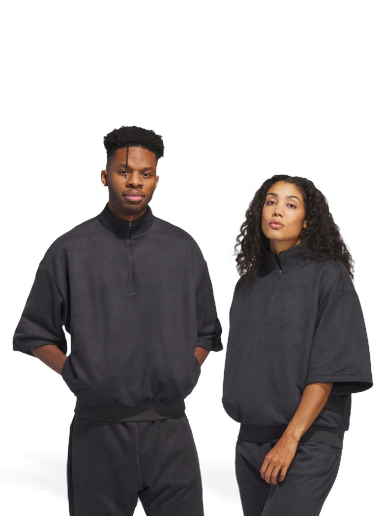 Sveter adidas Performance Basketball Sueded 3/4 Half-Zip Crewneck Čierna | IN7711