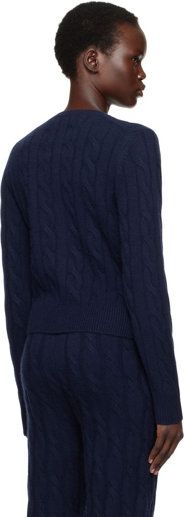 Sveter Sporty & Rich 'SRC' Cableknit Cashmere Cardigan Navy | CA003512302BL32, 2