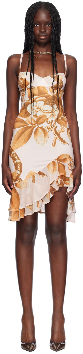 Šaty Miaou Miaou Caterina Floral Print Mini Dress Béžová | 5057VISEDN, 0
