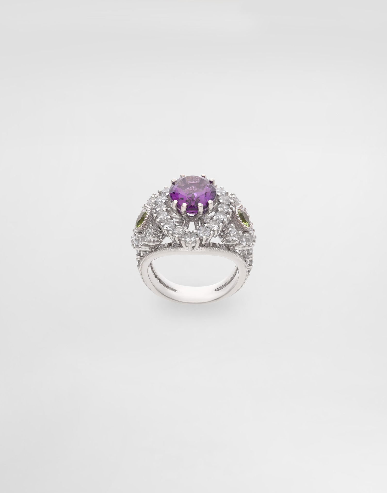 Prsteň Dolce & Gabbana Dolce & Gabbana Eleganza Ring with Amethyst, Peridots, and Sapphires, Size 54 Fialová | WRSA3GWAME180001, 0