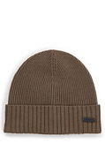 Virgin Wool Beanie with Logo Plaque