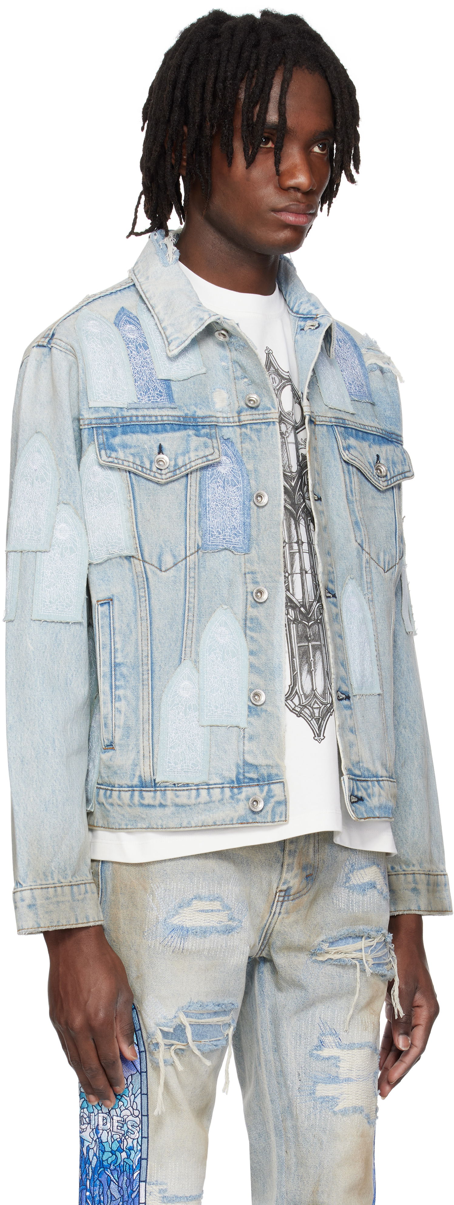 Bunda Who Decides War Who Decides War Patched Arch Denim Jacket Modrá | 1131380008SS25, 1
