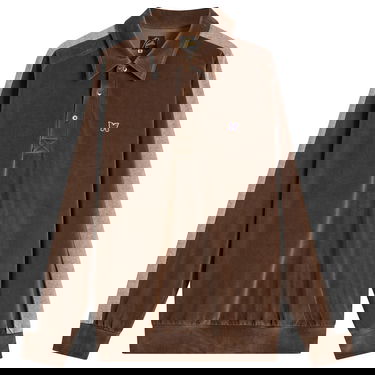 Polo tričko Needles Velour Long Sleeve Polo Pullover with Side Line, Size X-Small Hnedá | RW338-A, 0