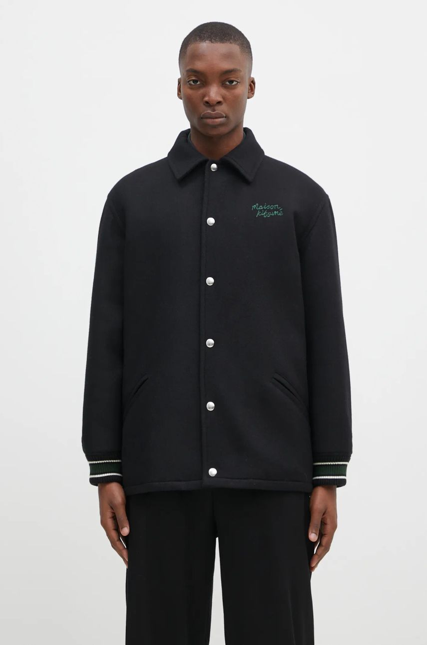 Bomber bunda MAISON KITSUNÉ Black Varsity Jacket Čierna | NM02120WM0026, 0