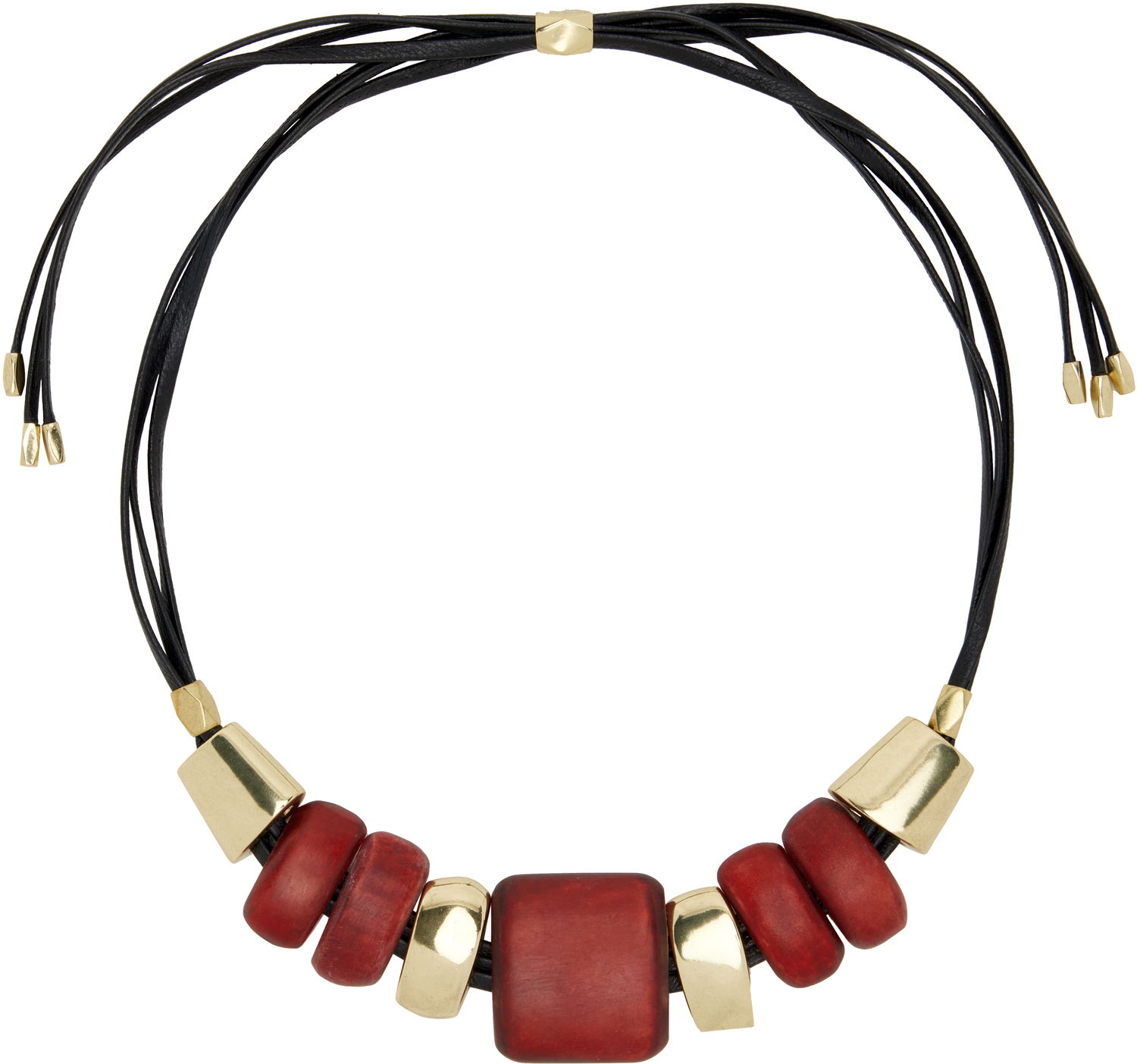 Náhrdelník ISABEL MARANT Isabel Marant Leather Choker Necklace with Wooden Beads Červená | RC0071FA-C2B12B, 0