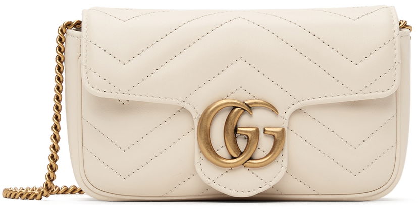 Taška cez rameno Gucci White Super Mini GG Marmont Béžová | 476433 DTDCT