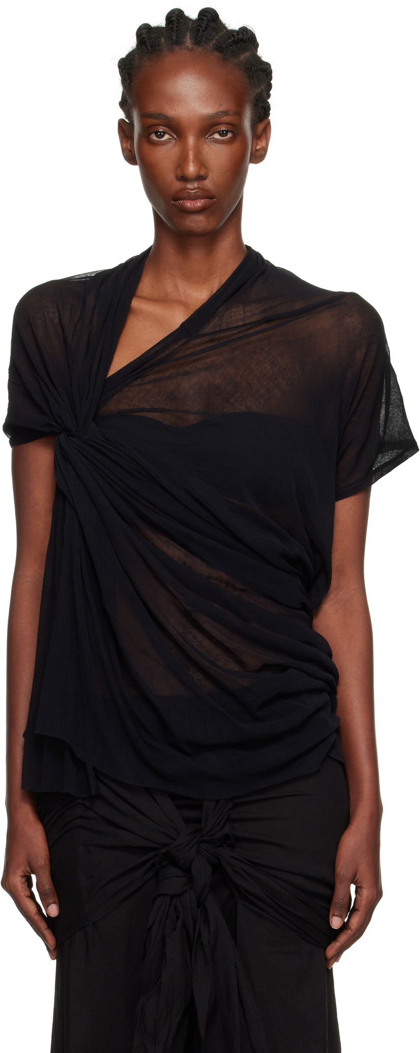 Tričko Yohji Yamamoto YOHJI YAMAMOTO Twist Detail Top Čierna | FP-T42-083