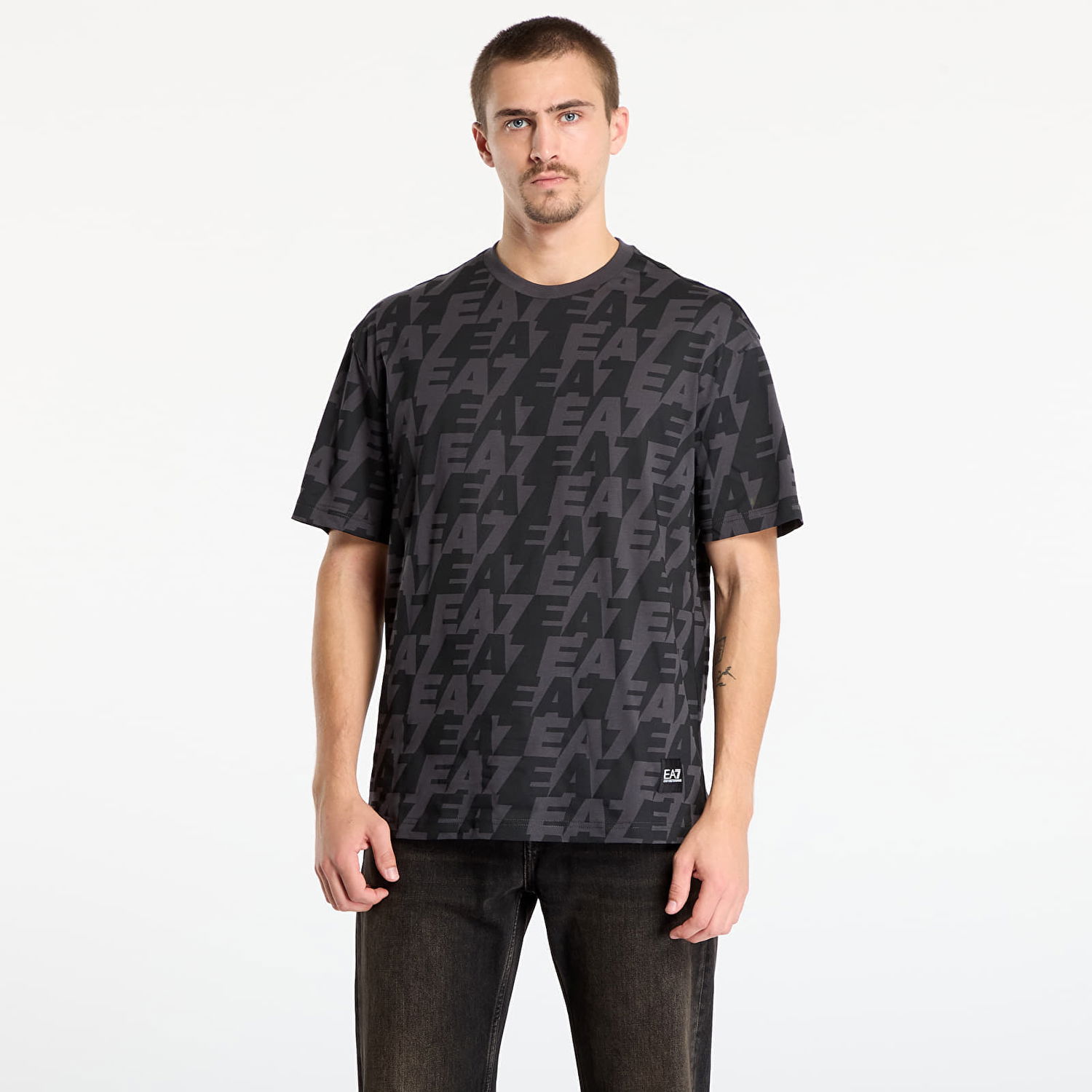 Tričko Emporio Armani T-shirt Train Logo Series Polar Logo All-Over Print Čierna | 7M000980AF10378U8117, 0