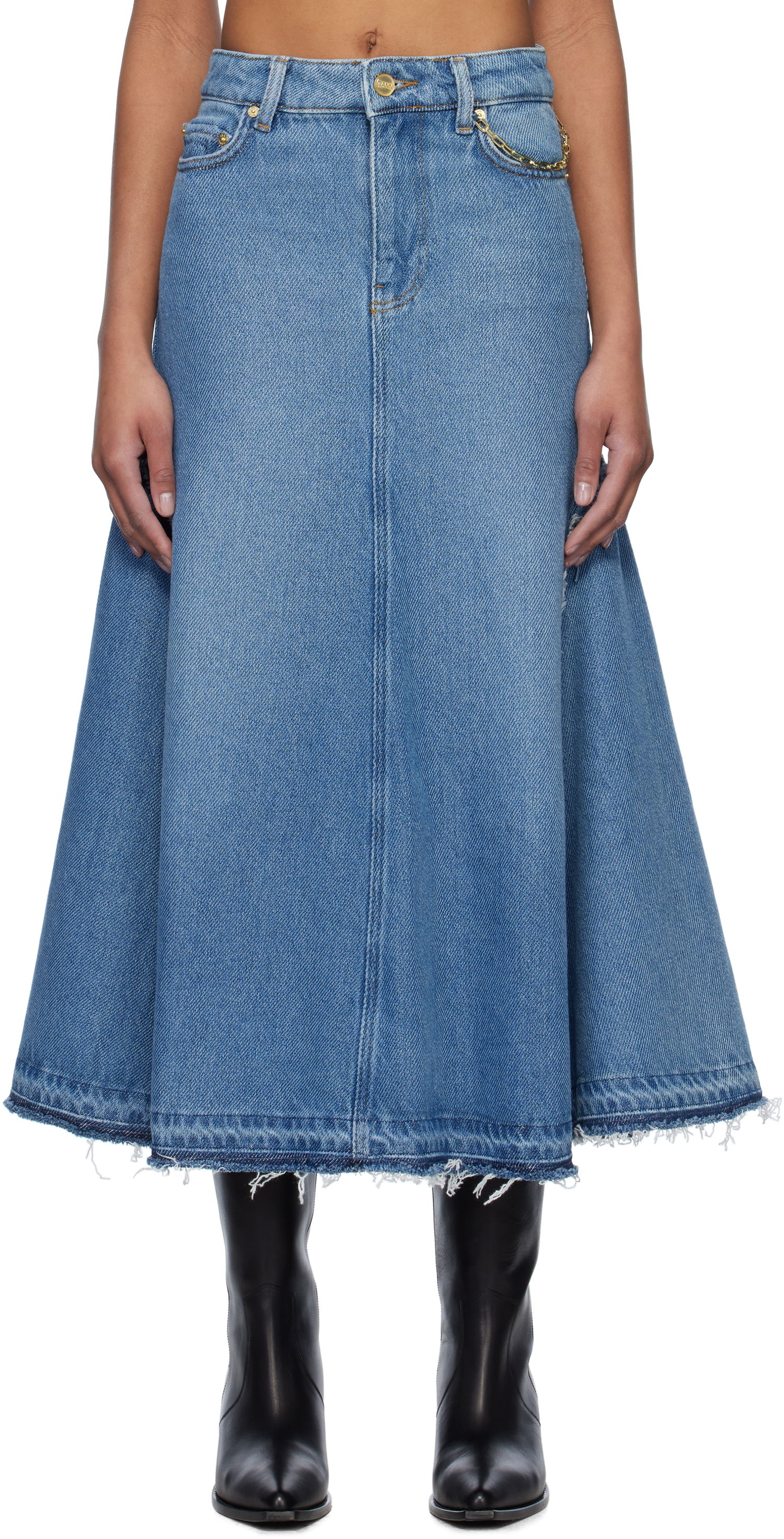 Sukňa GANNI GANNI Denim Midi Skirt Modrá | J1601, 0