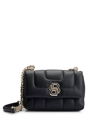 Kabelka BOSS Balmain Quilted Shoulder Bag with Double B Monogram Čierna | 50528858, 0