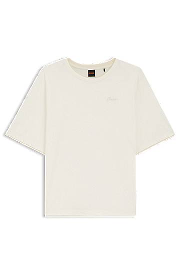 Tričko BOSS Relaxed-fit T-shirt in cotton with mesh trims Biela | 50565191