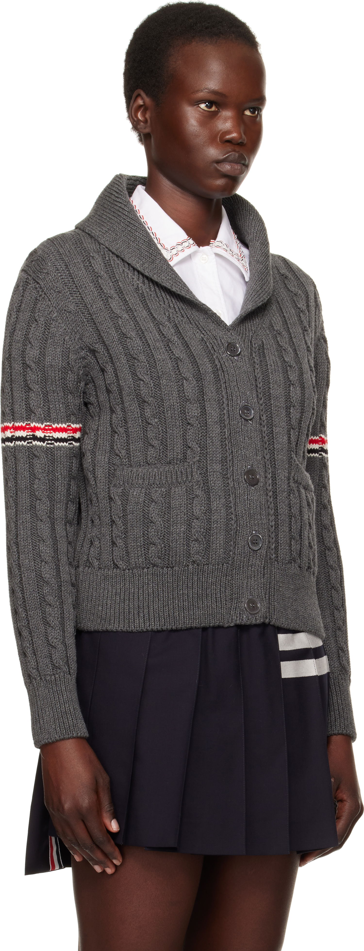 Sveter Thom Browne Wool Armband Cardigan Šedá | FKC621A-Y1024, 1