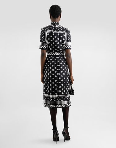 Sukňa Dolce & Gabbana Dolce & Gabbana Calf-Length Pleated Skirt with DG Logo Print Čierna | F4C2GTGDCVJN0000, 2