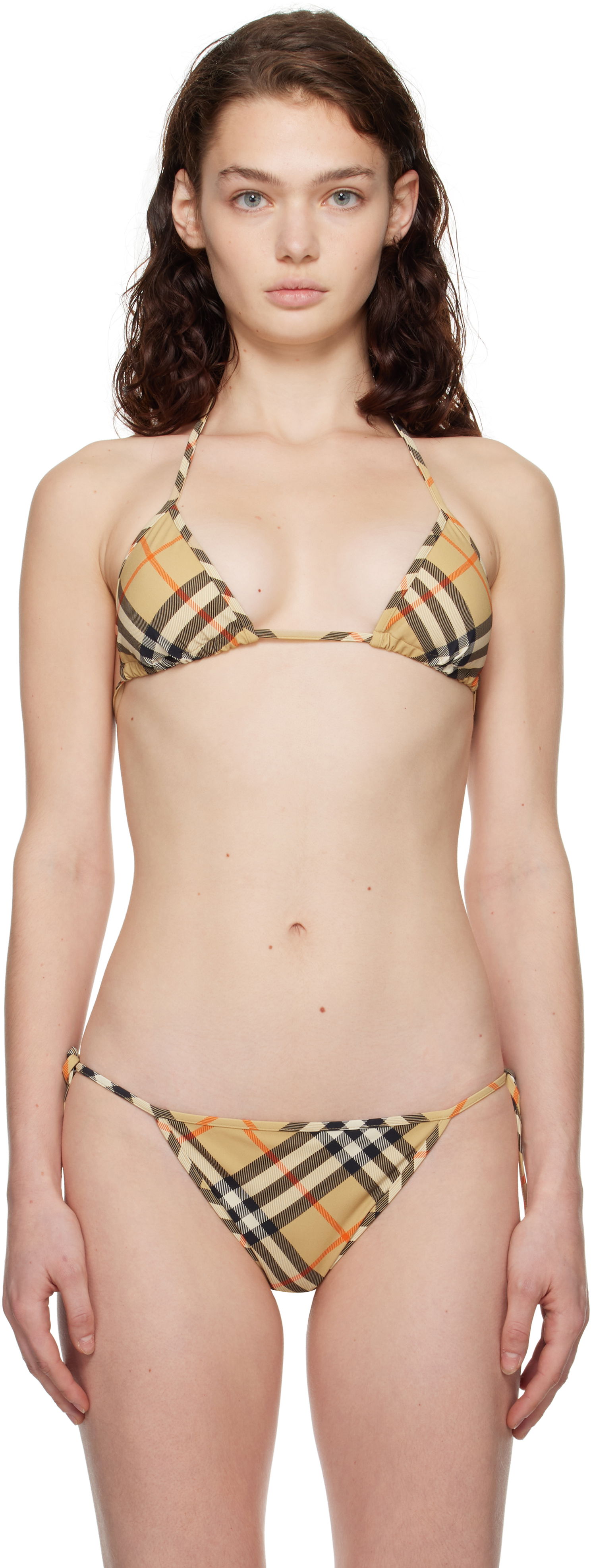 Plavky Burberry Check Print Bikini Top Béžová | 8100759, 0