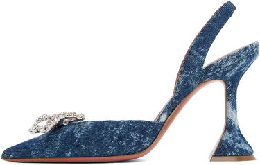 Tenisky a topánky Amina Muaddi Denim Slingback Heels with Crystal Embellishment Modrá | ROSIE SLING CL DENIM ACID, 2