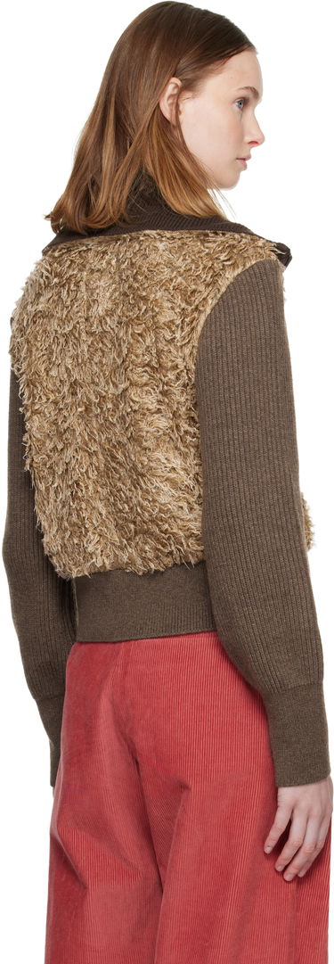 Sveter Andersson Bell Curly Faux Fur Panel Full-Zip Knit Cardigan Rôznofarebný | atb1392w, 2
