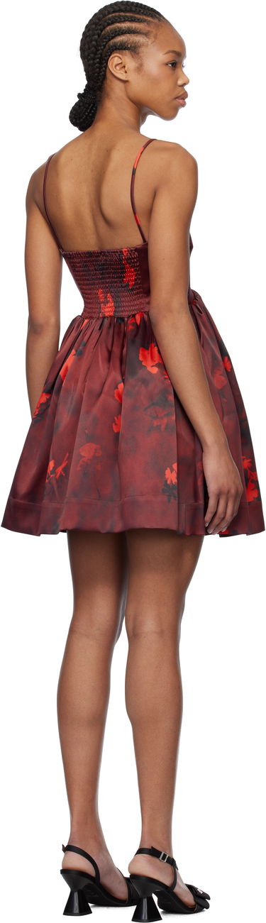 Šaty GANNI GANNI Floral Print Satin Strap Mini Dress Červená | W0000, 2
