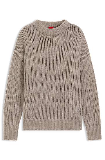 Sveter BOSS Oversized-fit sweater in a wool blend Béžová | 50522553