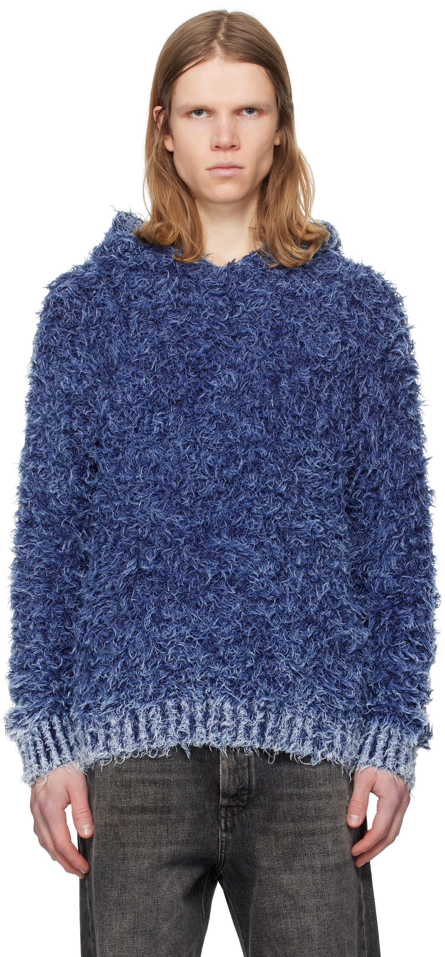 Sveter Diesel K-Dave Fuzzy Hoodie Modrá | A16568-0KNAE-8ATS, 0