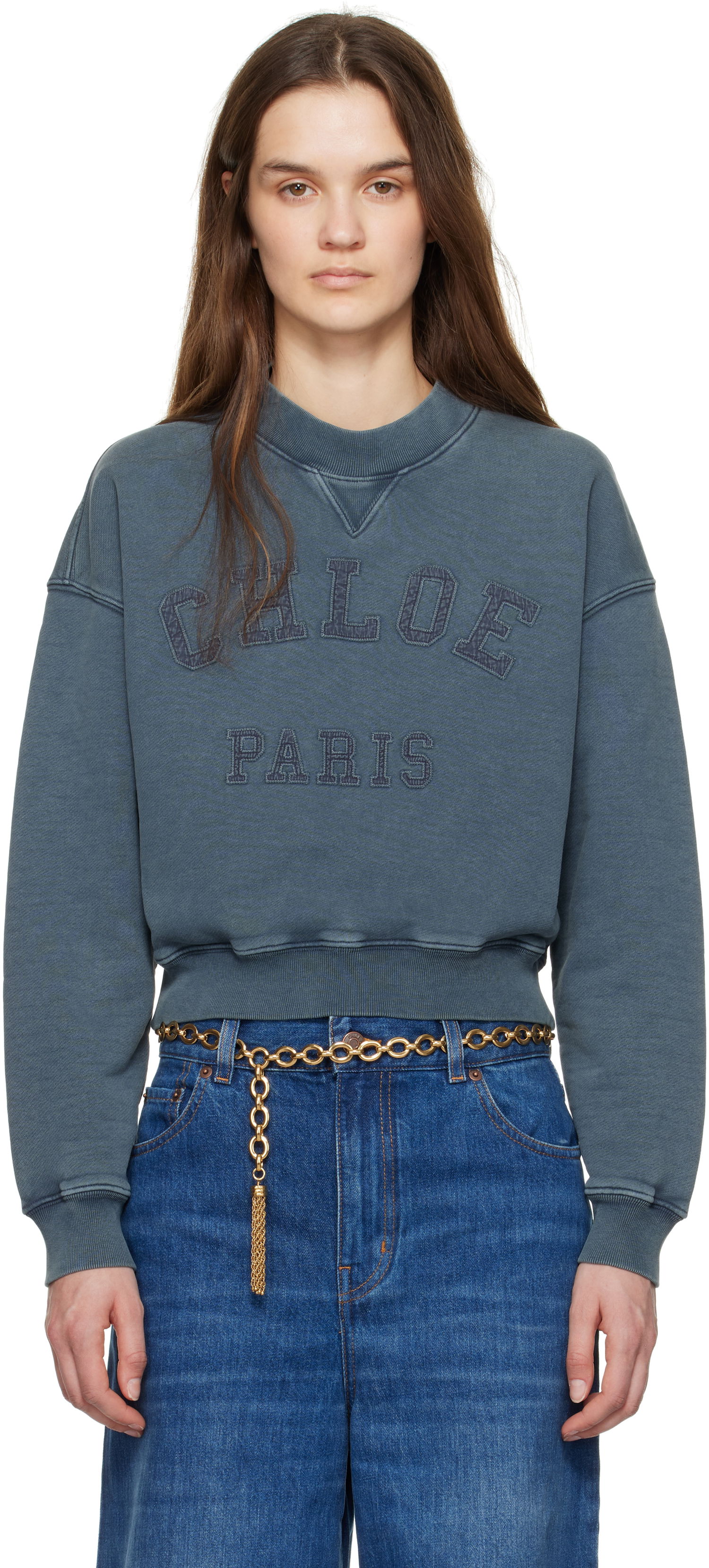 Mikina CHLOÉ Chloé Short Logo Sweatshirt Modrá | CH25SJH05193, 0
