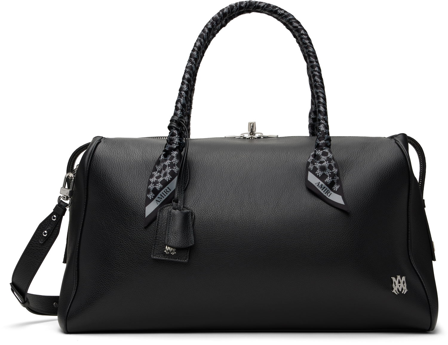 Cestovná taška AMIRI AMIRI Pebbled Leather Weekender Duffle Bag Čierna | AMBGTH1007, 0