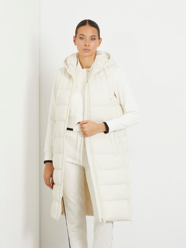 Vesta GUESS Sleeveless Long Puffer Biela | V4RL01WFYE2, 0