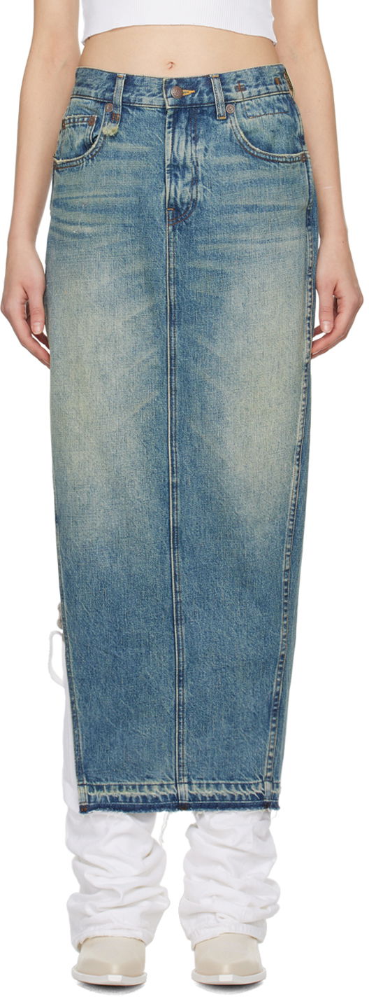 Sukňa R13 R13 Denim Maxi Skirt with Side Slits Modrá | R13WD102-D173A, 0