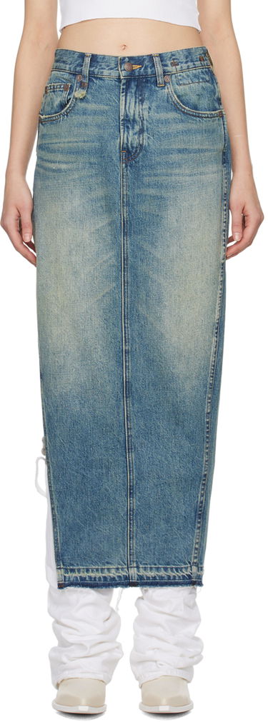 Sukňa R13 R13 Denim Maxi Skirt with Side Slits Modrá | R13WD102-D173A, 0