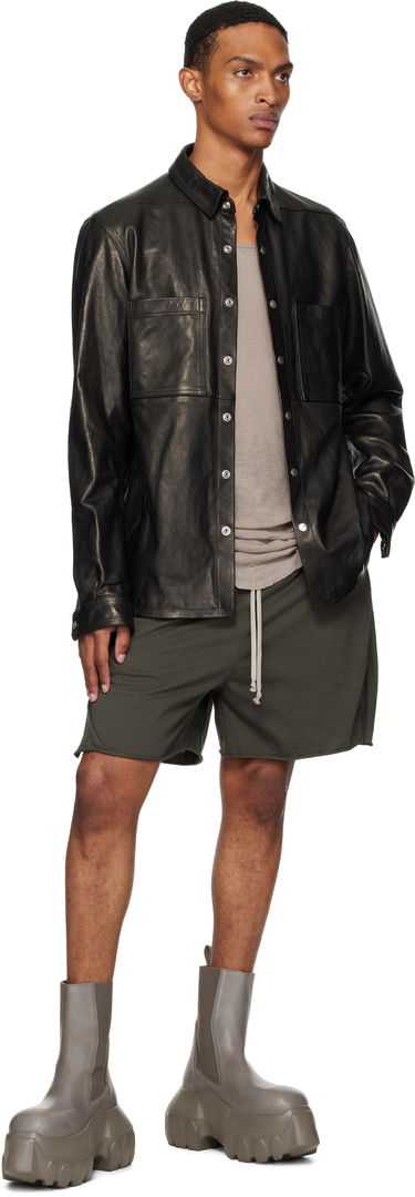 Košeľa Rick Owens Rick Owens Concordians Leather Overshirt Čierna | RU02E1744 LNV, 3