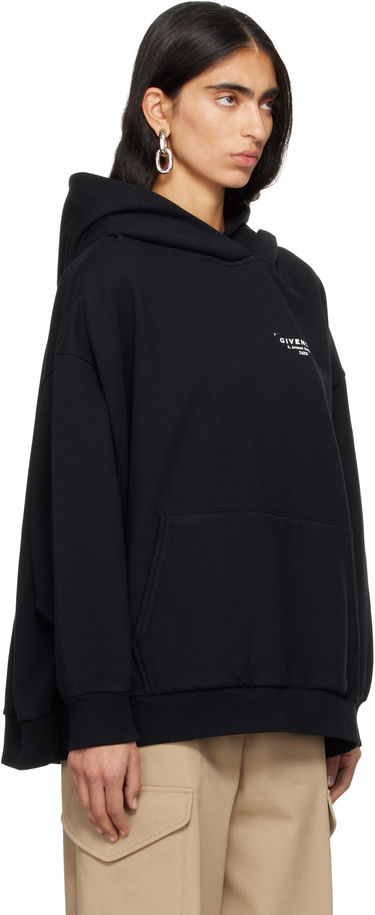 Mikina Givenchy Paris Text Logo Print Hoodie with Kangaroo Pocket Čierna | BWJ04TP75N001, 1