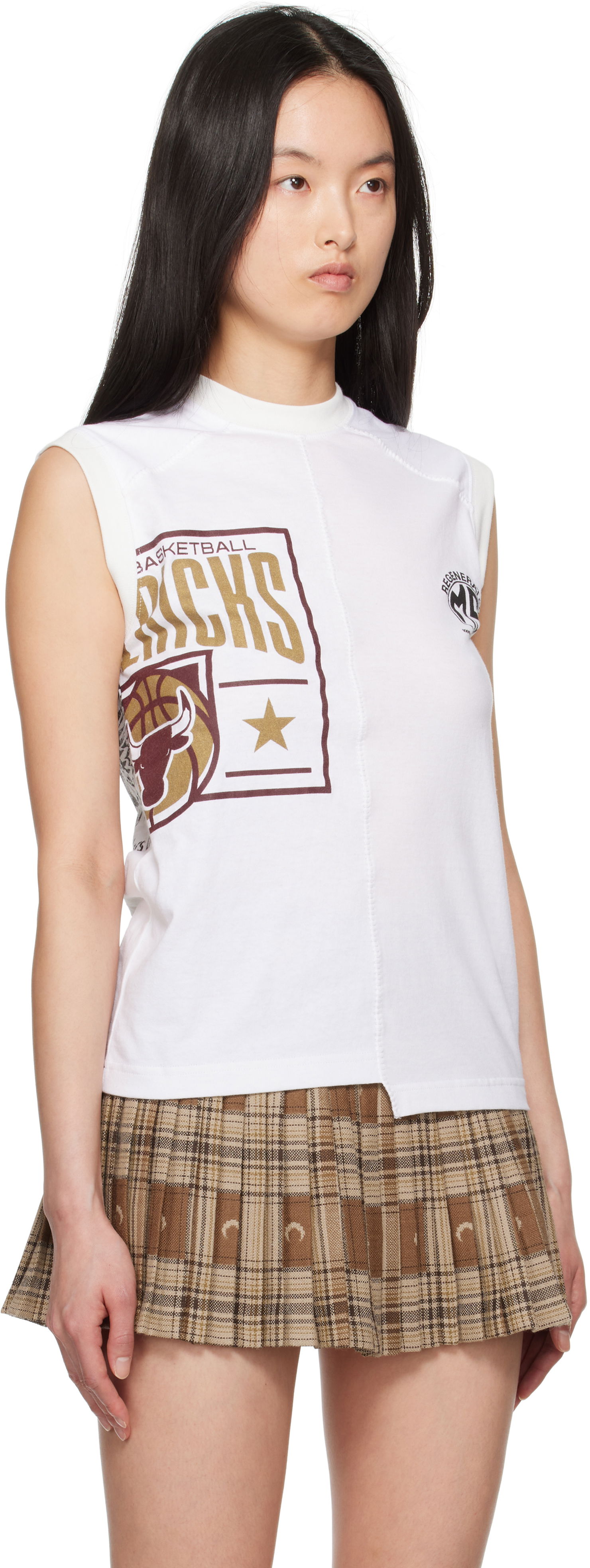Tielko Marine Serre Marine Serre Graphic Print Tank Top Biela | MTT090A UJER0003, 1