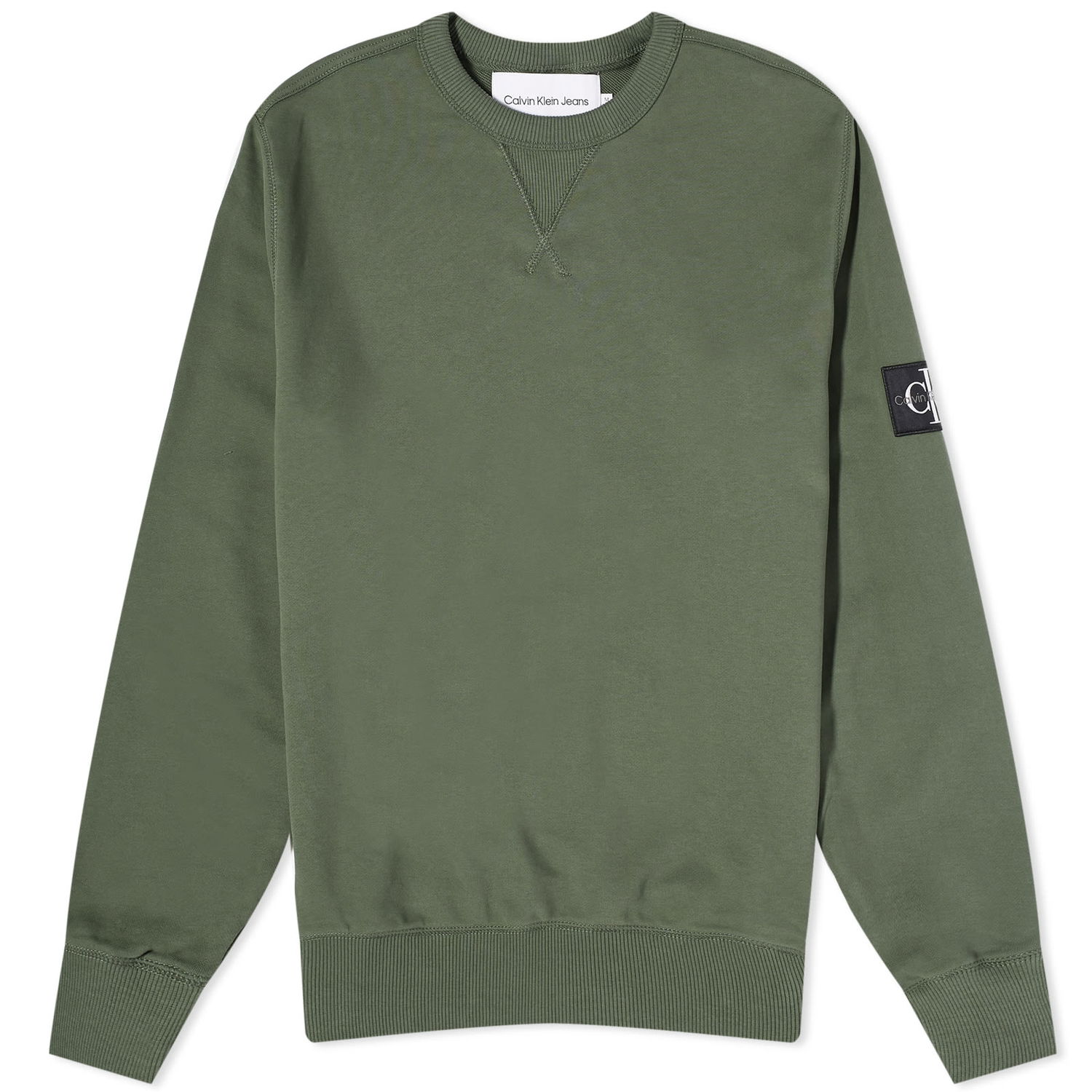 Mikina CALVIN KLEIN Badge Crew Sweat Thyme Šedá | J30J323426LLP, 0