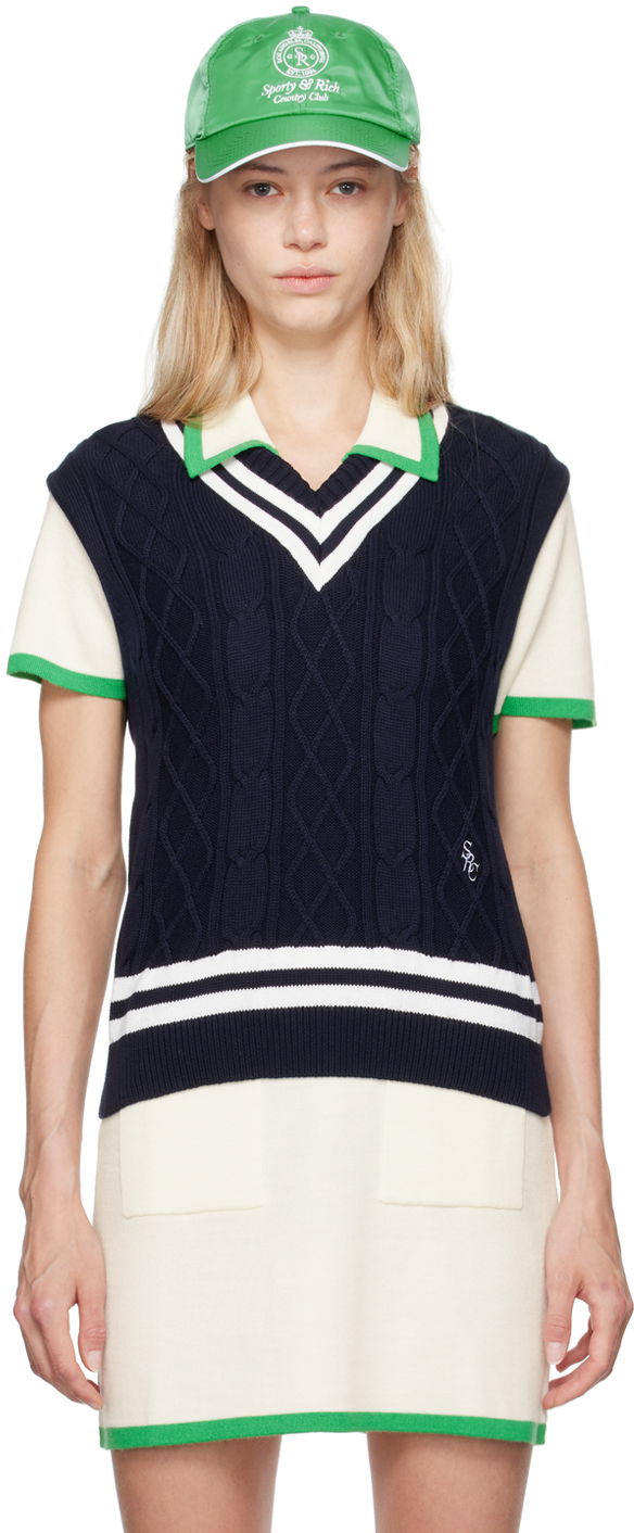 Šiltovka Sporty & Rich Sleeveless Cable Knit Vest Zelené | WS019S408SN, 0