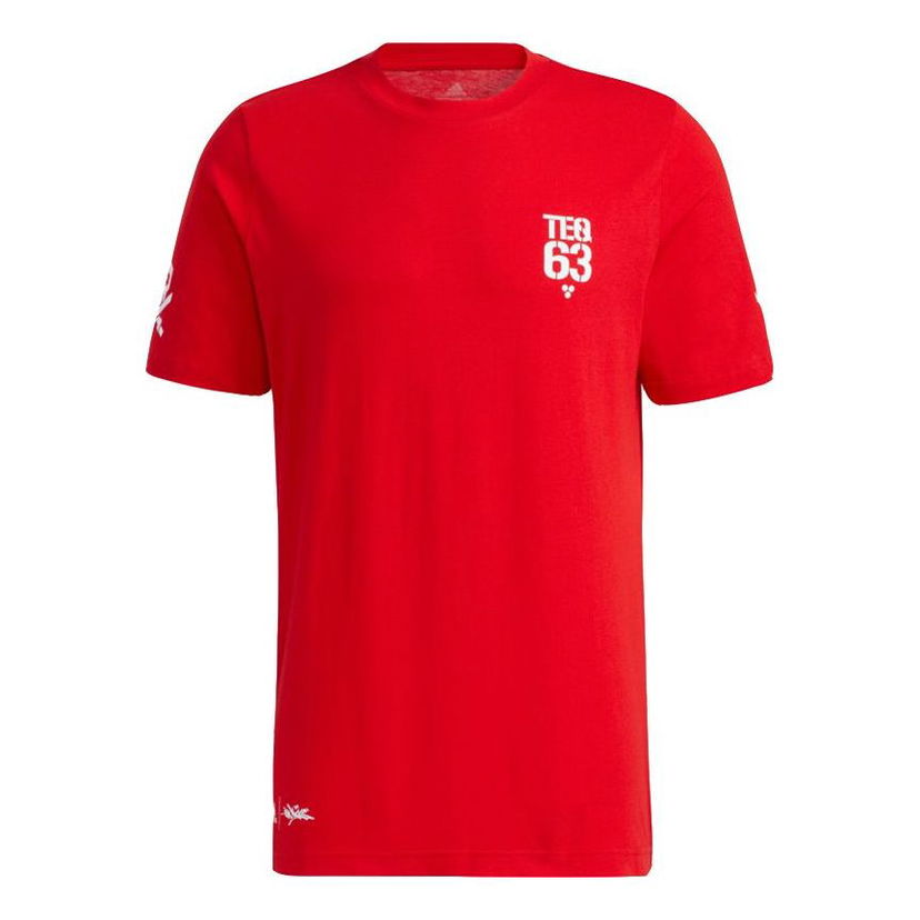 Tričko adidas Originals Basketball Sports Print Knit Short Sleeve T-Shirt Červená | GP4018