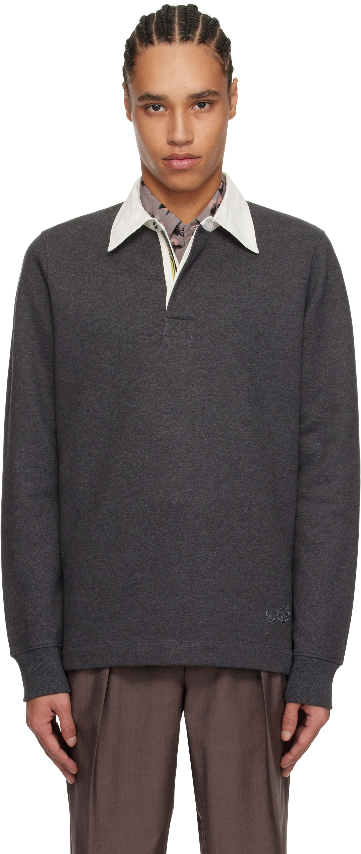 Mikina Paul Smith Paul Smith Contrast Collar Polo Šedá | M1R-390Z-PP4890-76, 0