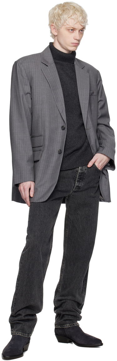 Bunda Helmut Lang Oversized Pinstripe Blazer Šedá | N09HM104, 3