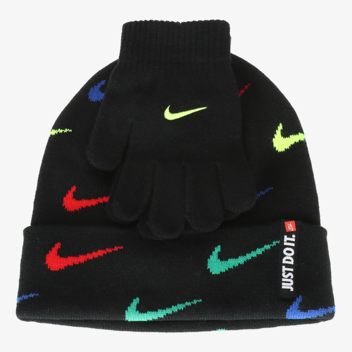 Kulicha Nike Nike Swoosh Repeat Beanie and Gloves Set Čierna | 9A2988-K90, 1