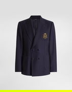Embroidered Crest Double-breasted Portofino Wool Jacket