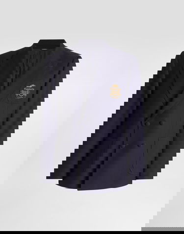 Bunda Dolce & Gabbana Embroidered Crest Double-breasted Portofino Wool Jacket Navy | G2WA1ZFU2YWB0665, 0