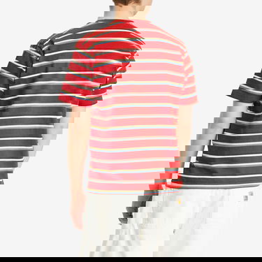 Tričko BEAMS Beams Plus Multi Stripe Pocket T-Shirt, Size Large Červená | 3804-0085-048-35, 3