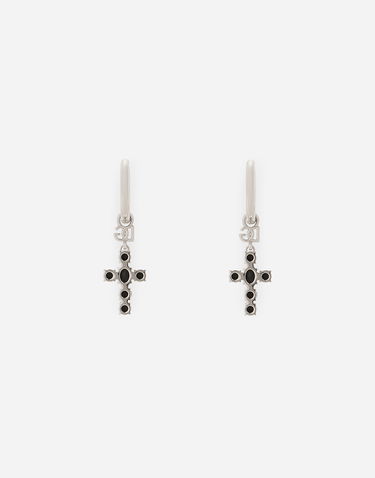 Náušnice Dolce & Gabbana Dolce & Gabbana Rhinestone Cross Pendant Earrings Metalická | WEQ6D1W111187655, 2