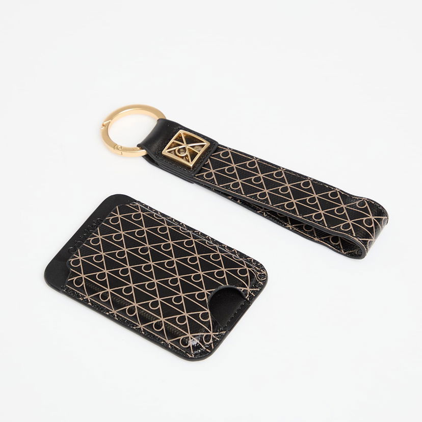 Kľúčenka CALVIN KLEIN Calvin Klein Emblem Aop Key Fob and Cardholder Set Čierna | LV04F1101G UB1
